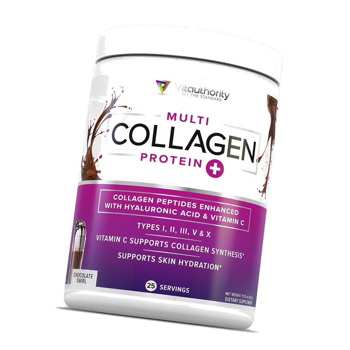 Multi Collagen Peptides Powder for Women - Hydrolyzed Chocolate Collagen Powder for Women with Types I II III V & X Vitamin C & Hyaluronic Acid for Hair Skin and Nails (Chocolate) - 25 Servings