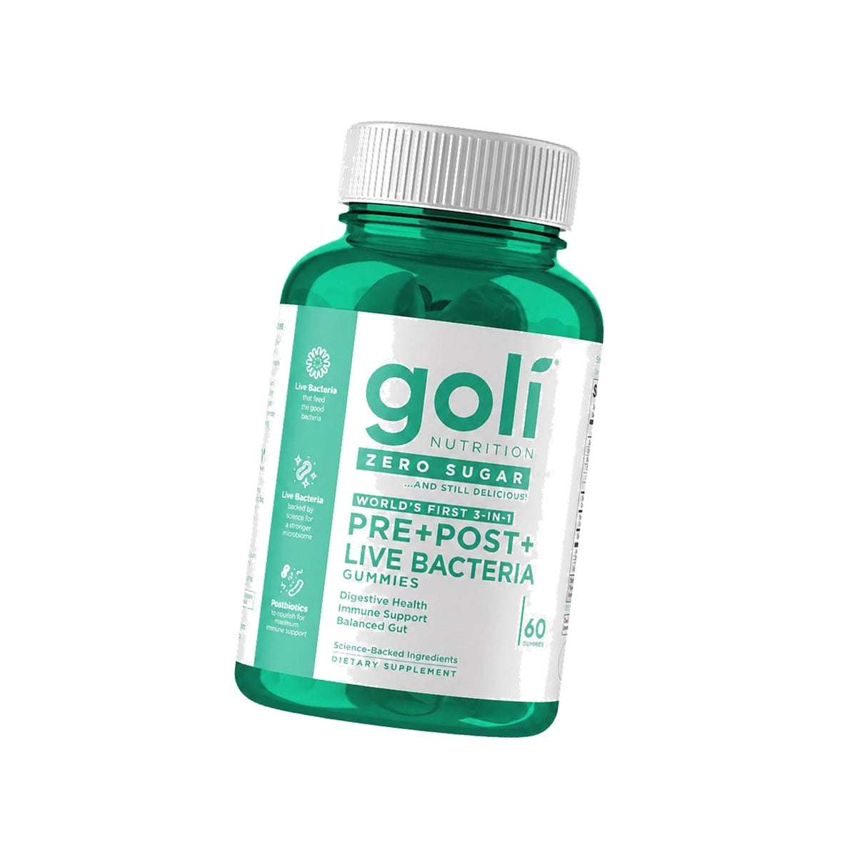 Goli Zero Sugar Pre Pro Postbiotic Gummies - Worlds First 3-in-1 with DE111, XOS, MCC1849 - No Sugar Alcohols - Vegan, Keto-Friendly, Non-GMO