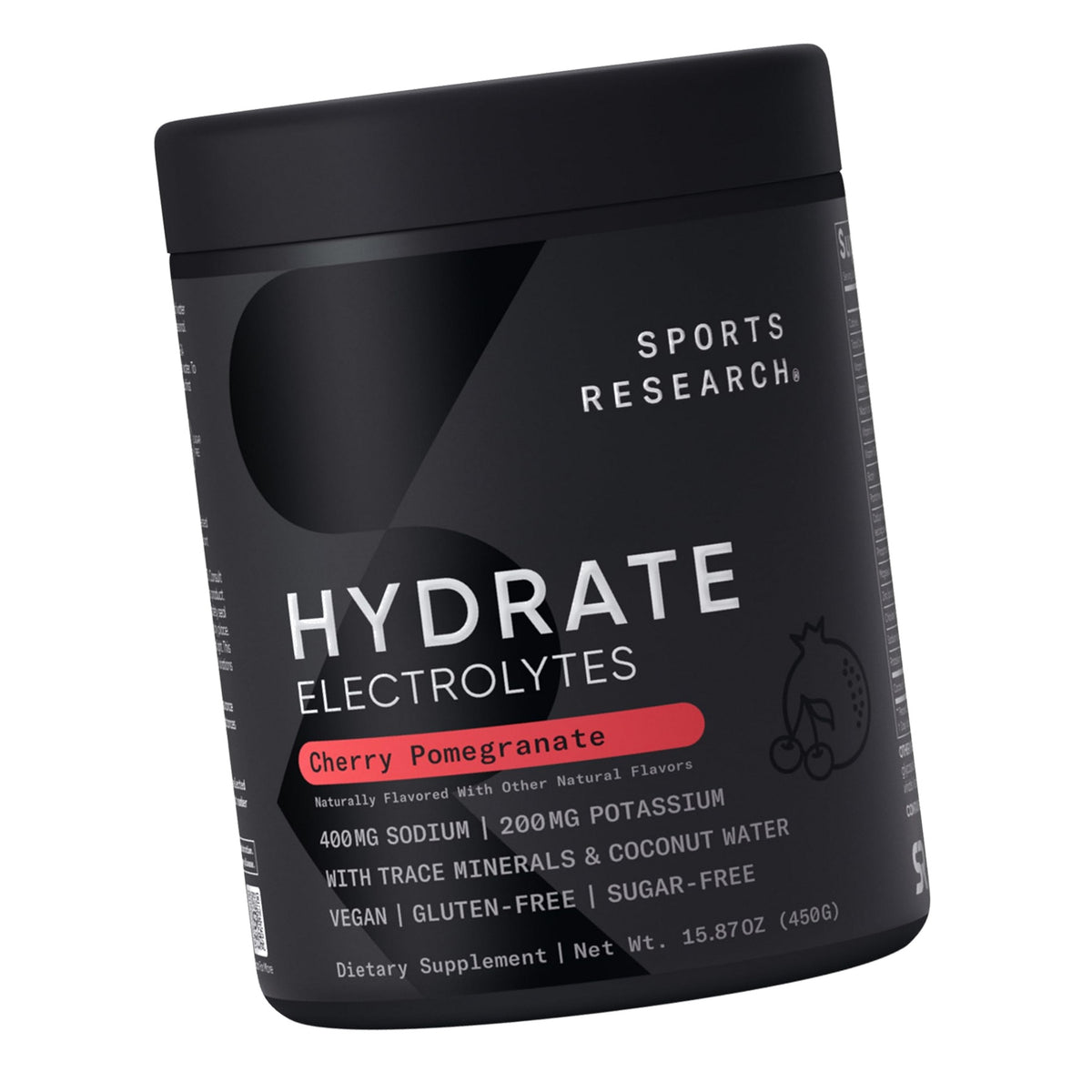 Sports Research® Hydrate Electrolytes Cherry Pomegranate, 90 Servings