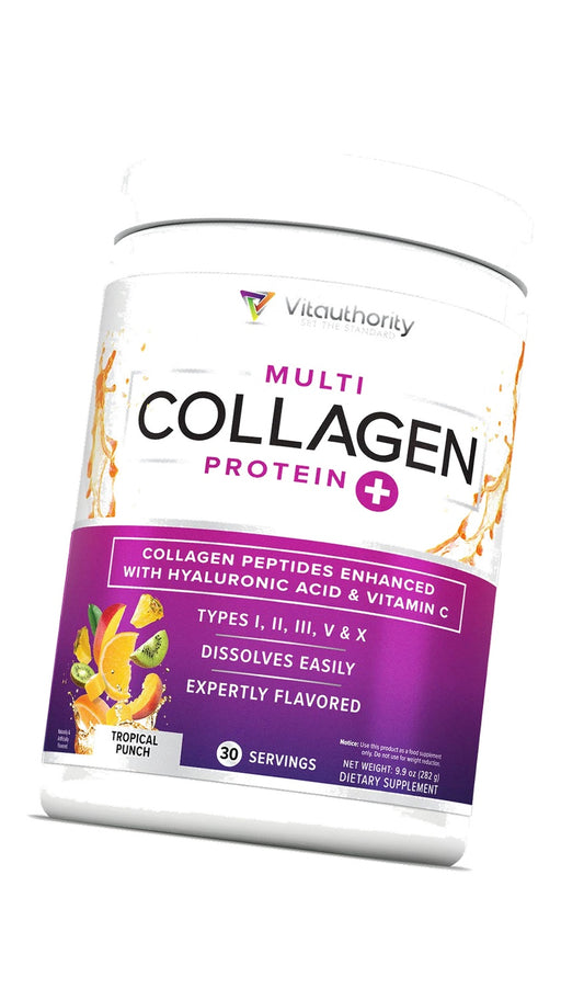 Multi Collagen Peptides Powder for Women - Hydrolyzed Flavored Collagen Powder for Women with Types I II III V & X Vitamin C & Hyaluronic Acid for Hair Skin and Nails (Tropical Punch) - 30 Servings