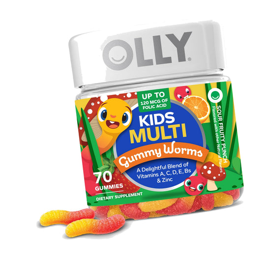 OLLY Kids Multi Gummy Worms, Overall Wellness & Immune Support - 70 Count
