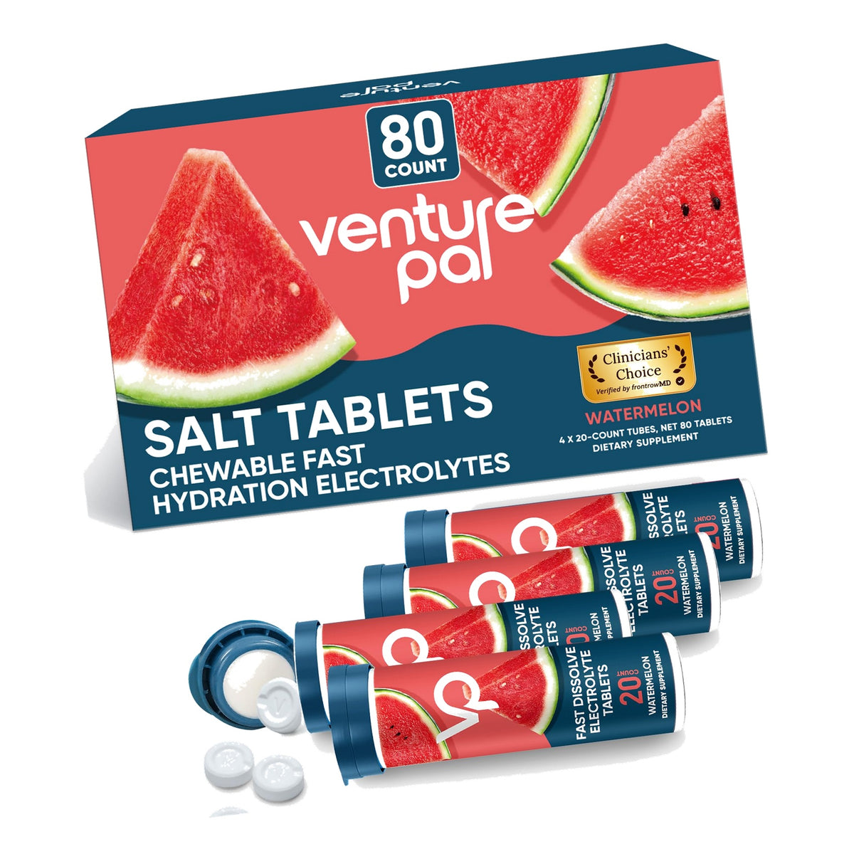 Venture Pal Chewable Electrolyte Tablets, 80 Count, Fast-Dissolve