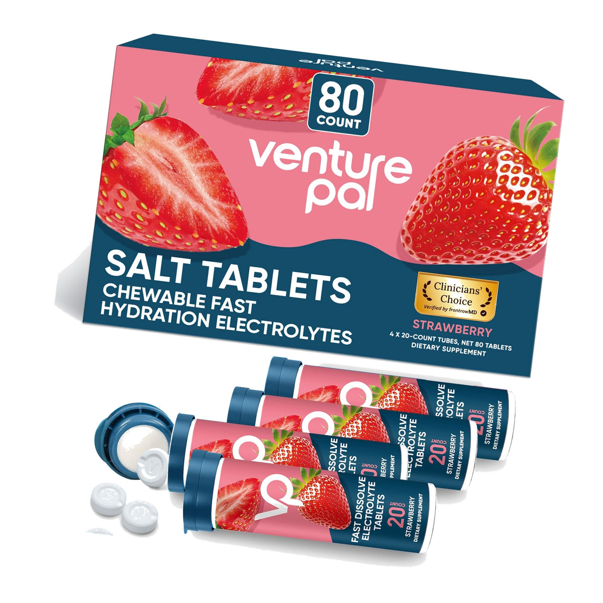 Venture Pal Chewable Electrolyte Tablets, 80 Count, Fast-Dissolve