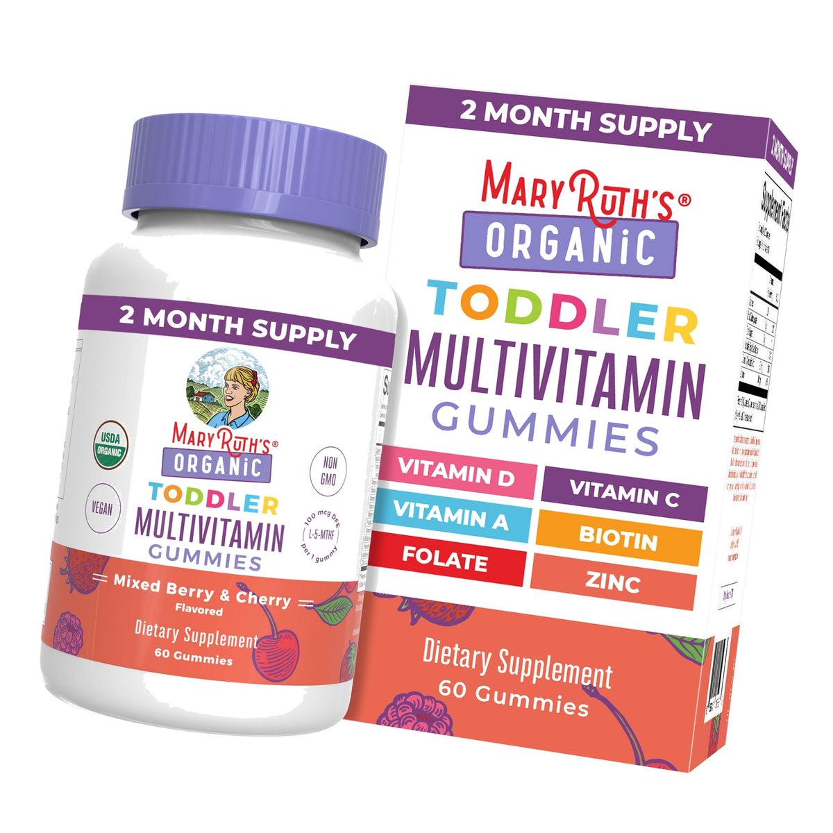 MARYRUTH'S Organic Toddler Multivitamin Gummies, 2 Month Supply, Ages 2+