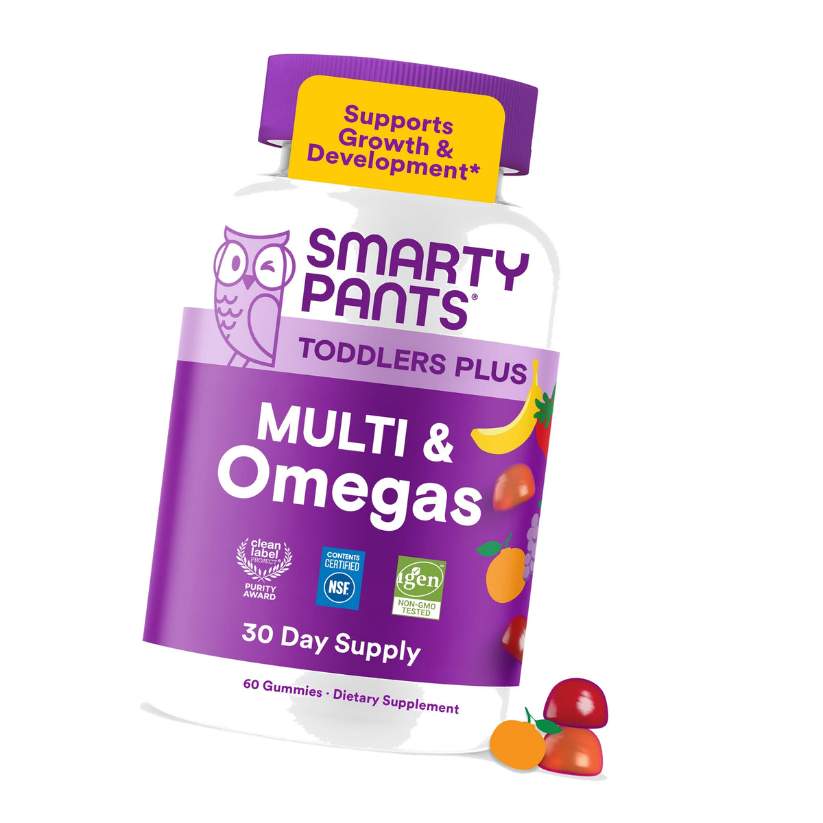 SmartyPants Toddler Plus Multivitamin Gummies, Vitamin D, Omega 3, 60 Ct