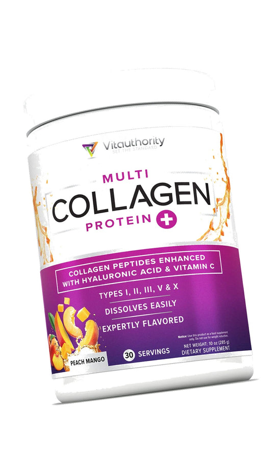 Multi Collagen Peptides Powder for Women - Hydrolyzed Flavored Collagen Powder for Women with Types I II III V & X Vitamin C & Hyaluronic Acid for Hair Skin and Nails (Peach Mango) - 30 Servings