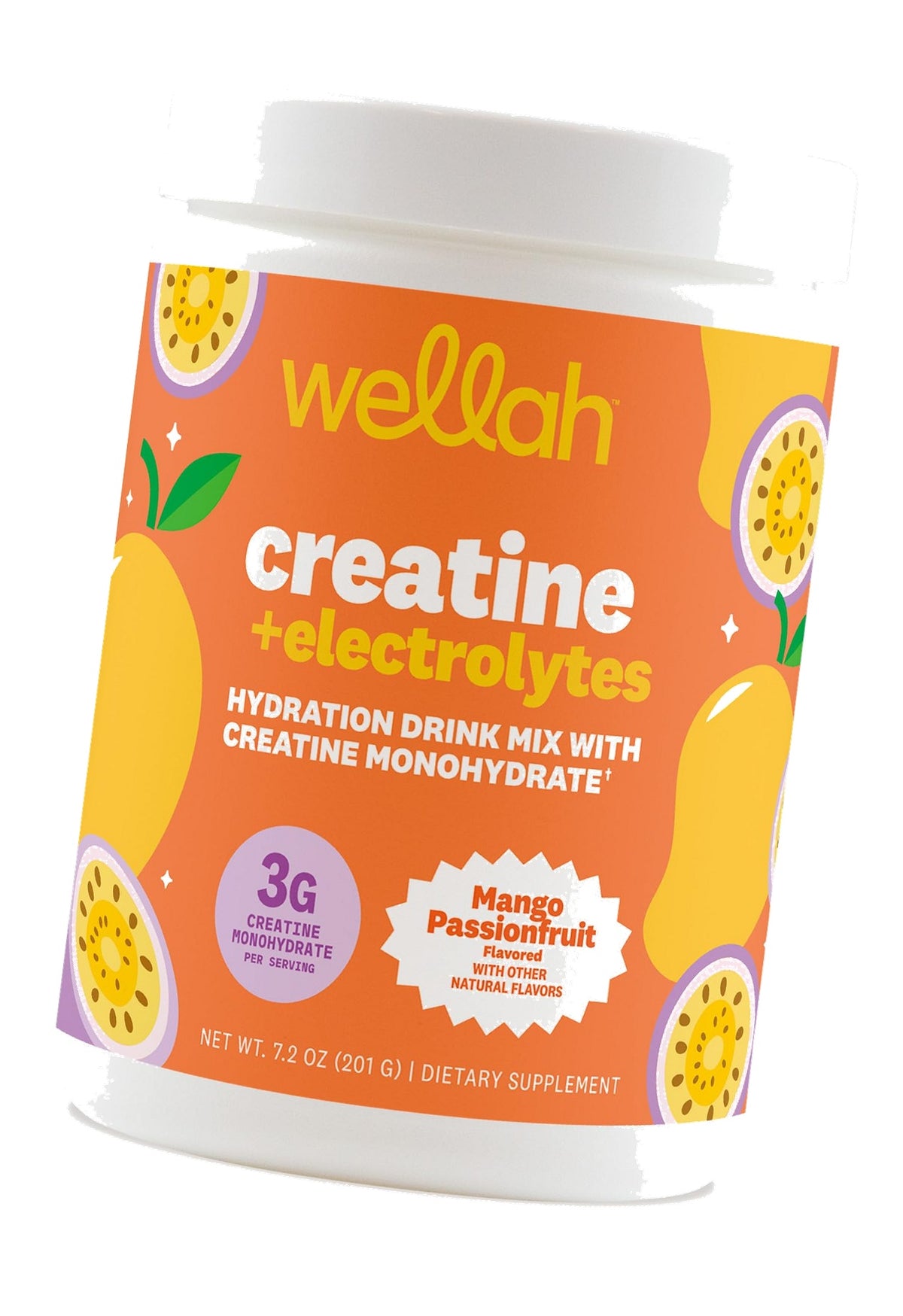 Wellah Creatine + Electrolytes Powder (Mango Passionfruit) 30 Servings