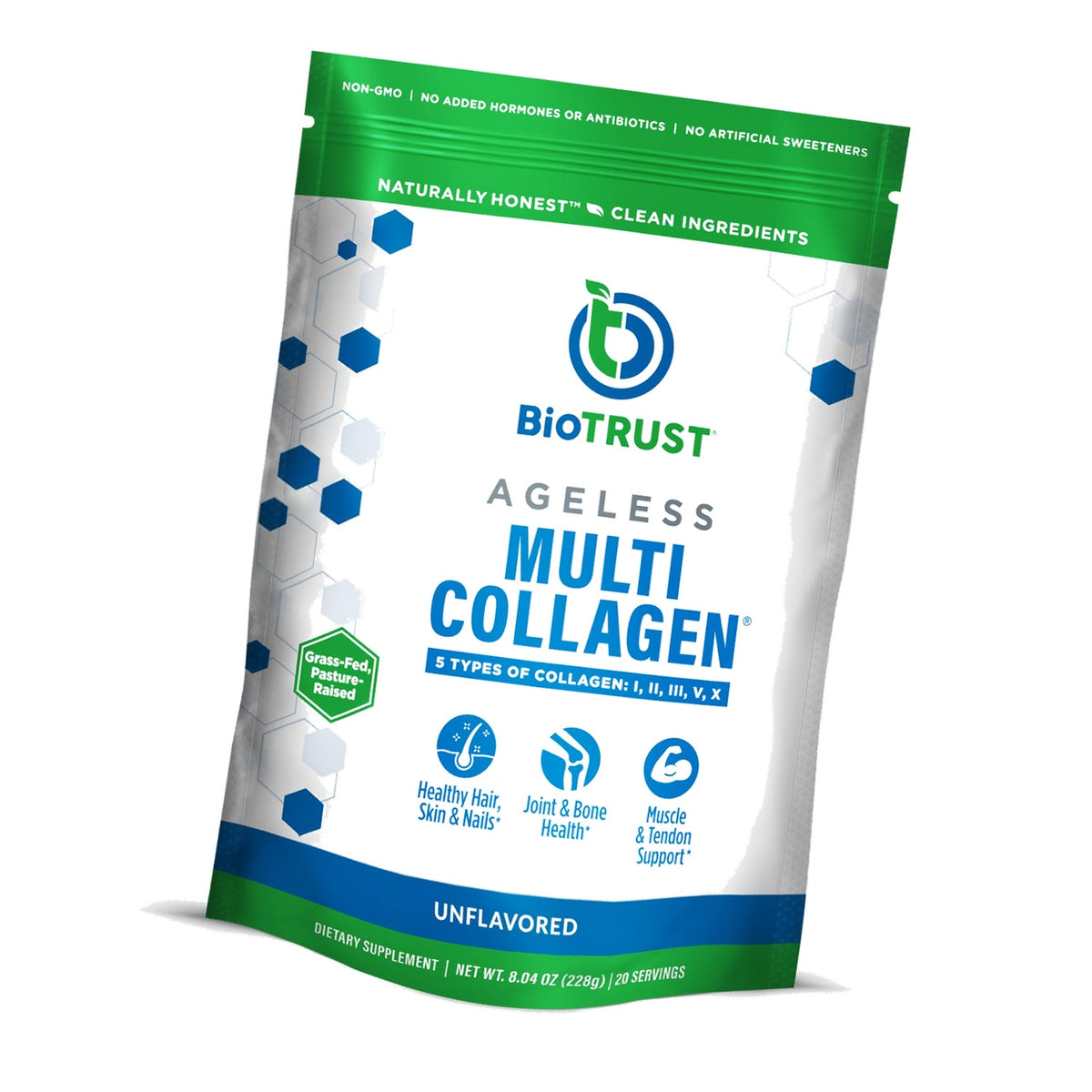 BioTrust Multi Collagen Peptides Unflavored Powder - Hydrolyzed, Grass Fed