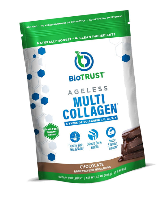 BioTrust Multi Collagen Peptides Chocolate Powder - Hydrolyzed, Grass Fed