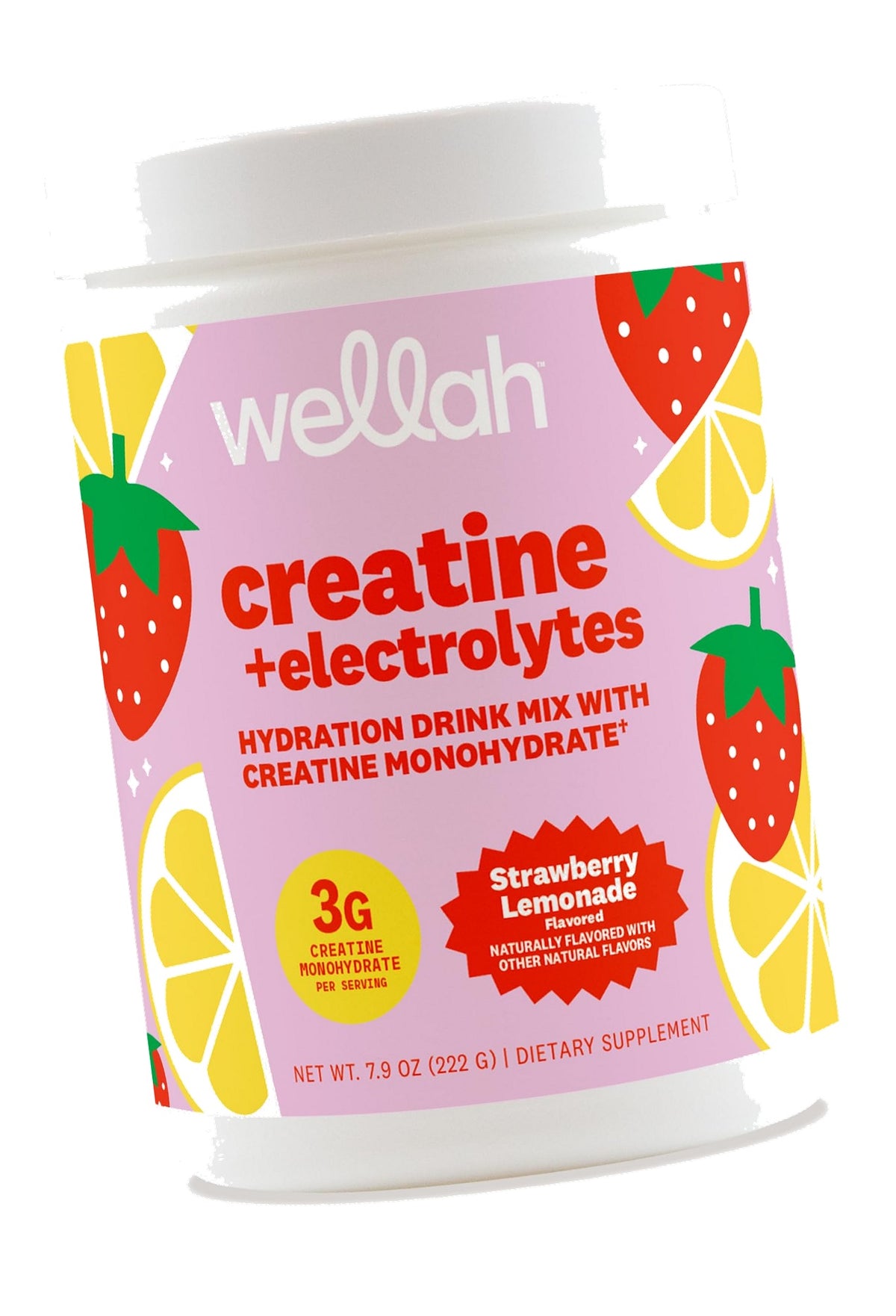 Wellah Creatine + Electrolytes Powder (Strawberry Lemonade) 30 Servings