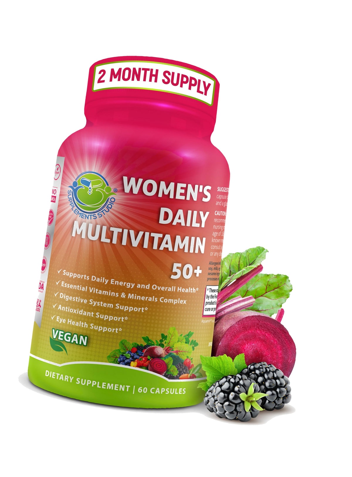 Vegan Methylated Multivitamin for Women 50 and Over - Biotin & Lutein