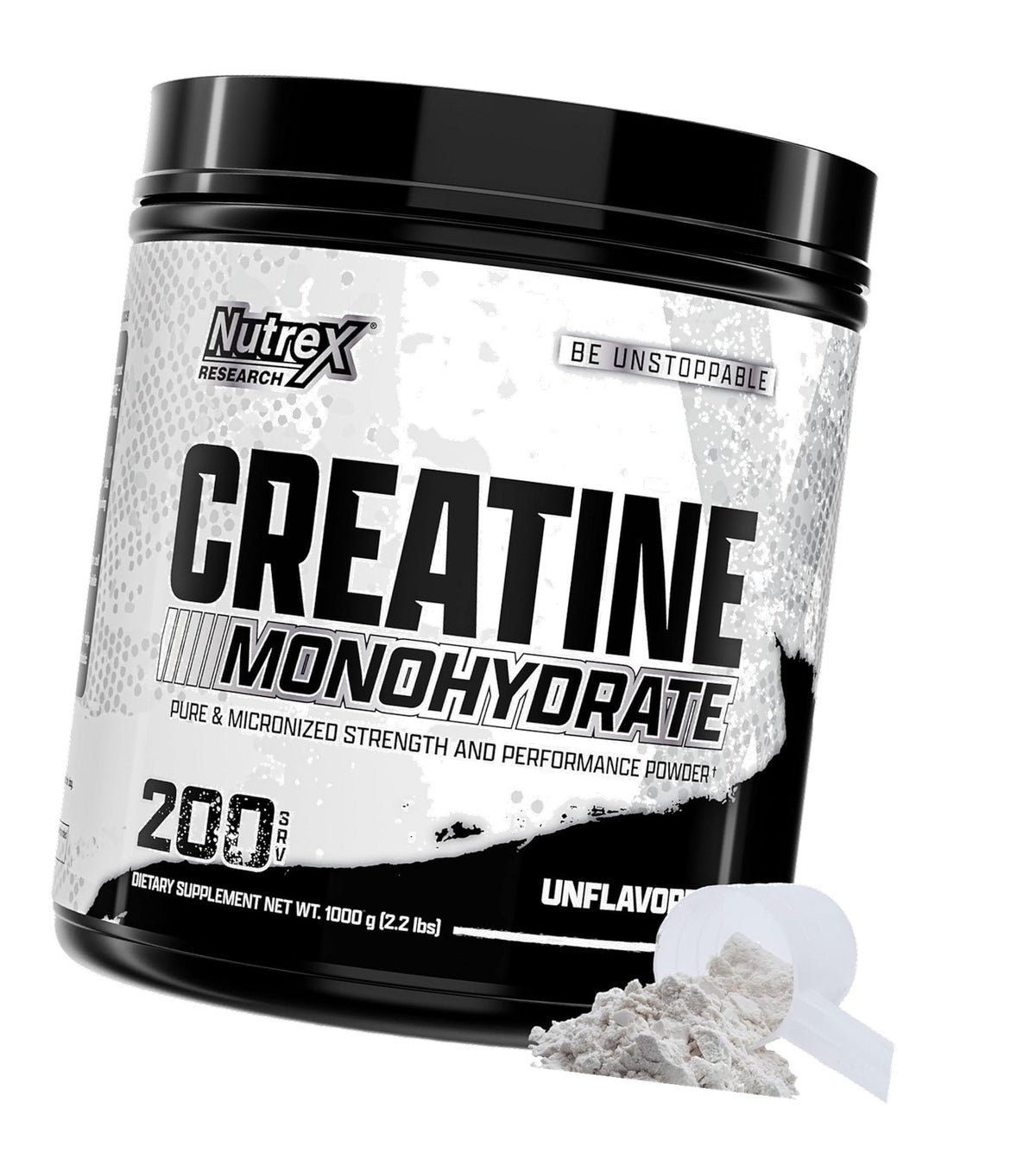 Nutrex Research Micronized Creatine Monohydrate Powder - 200 Servings (1KG) Pure, Unflavored Creatine Monohydrate Supplement for Muscle Gain, Strength and Performance, 5G Per Serv (2.2lbs)