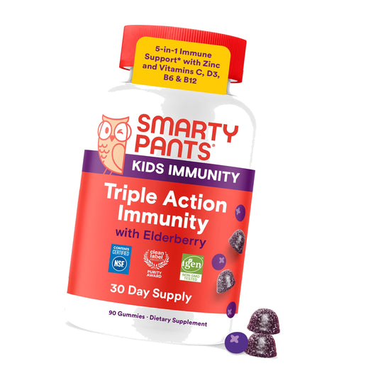SmartyPants Kid Triple Action Immunity Elderberry Gummies, Vitamin D, 60 Ct