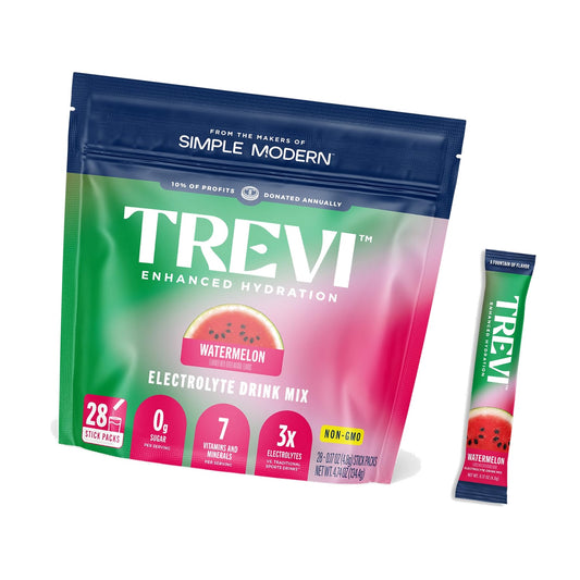 TREVI Electrolytes Powder Packets, Sugar Free Hydration Watermelon 28 Count