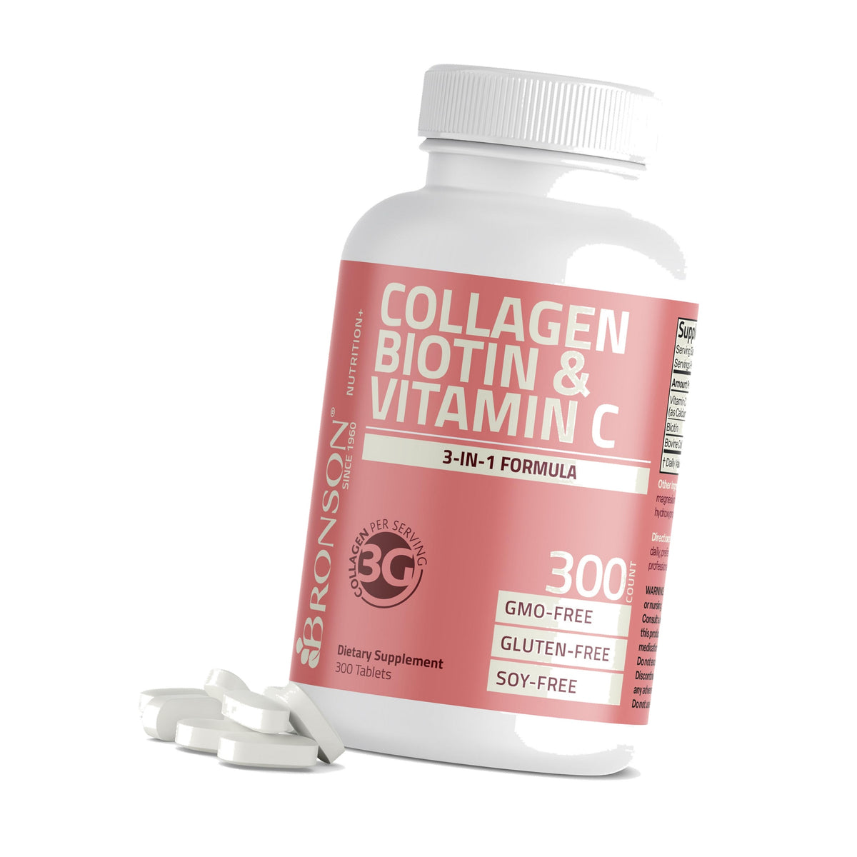 Bronson Collagen Peptides 3000mg with Biotin & Vitamin C, 300 Tablets