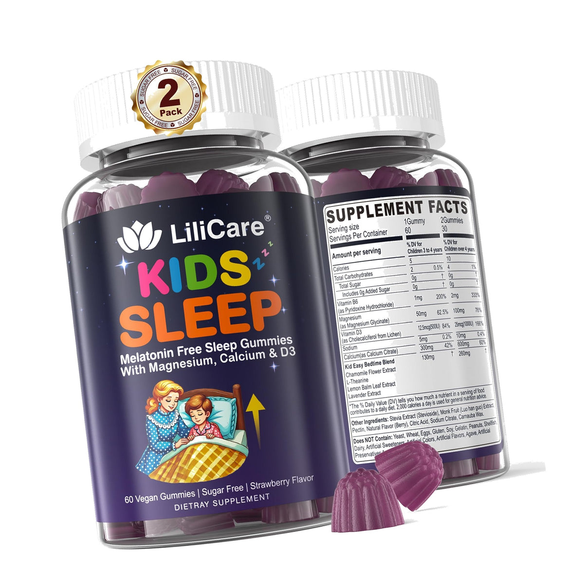 Kids Sleep Gummies - Magnesium Glycinate Gummies, Melatonin Free Sleep Aid