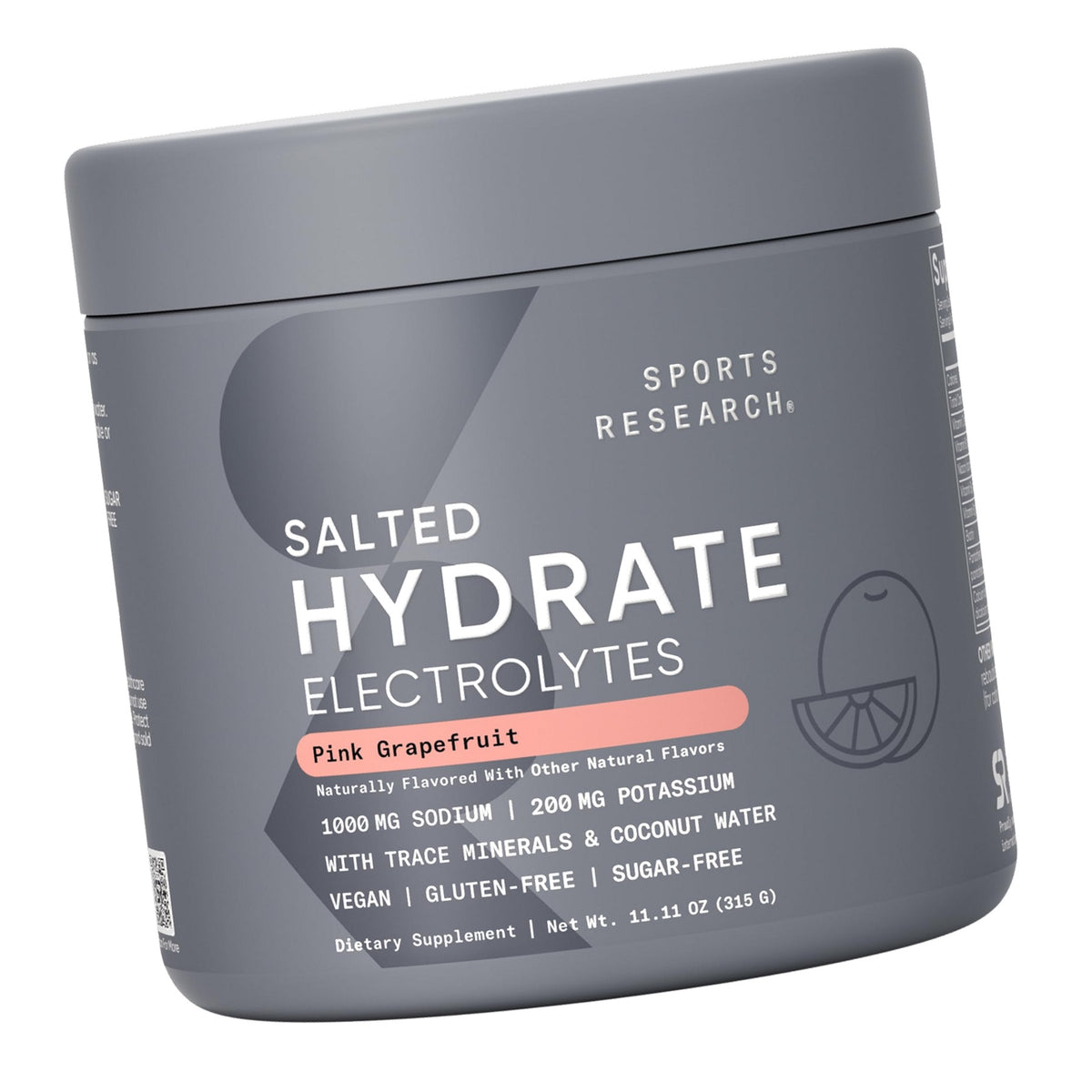 Sports Research® Salted Hydrate Electrolytes Pink Grapefruit, 45 Servings
