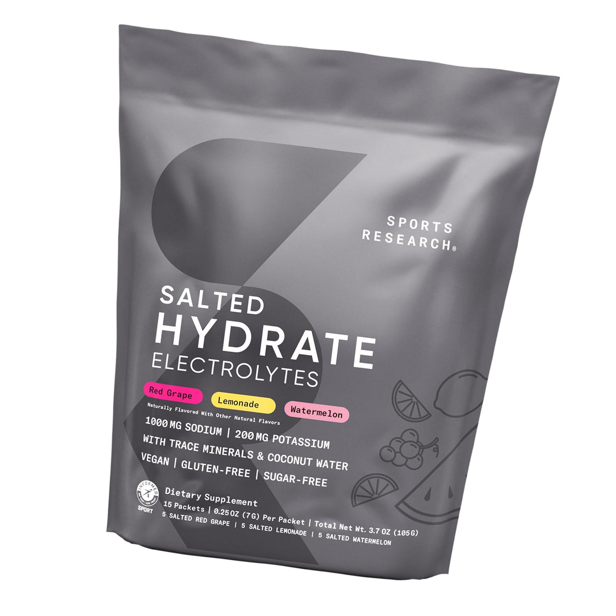 Sports Research® Salted Hydrate Electrolytes, 15 Variety Packets