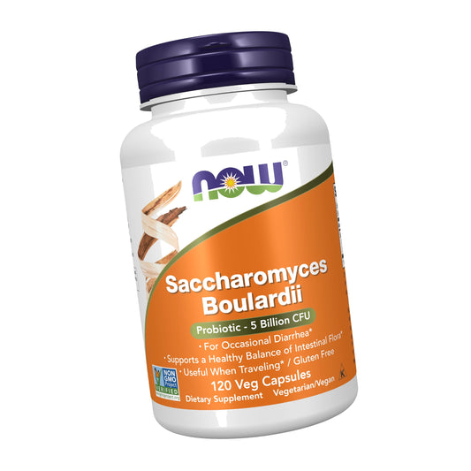 NOW Supplements, Saccharomyces Boulardii, 5 Bil CFU Probiotic, 120 Veg Caps