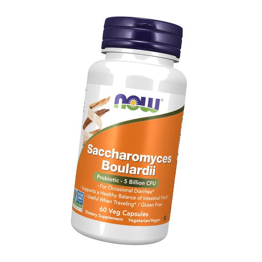 NOW Supplements, Saccharomyces Boulardii, 5 Bil CFU Probiotic, 60 Veg Caps