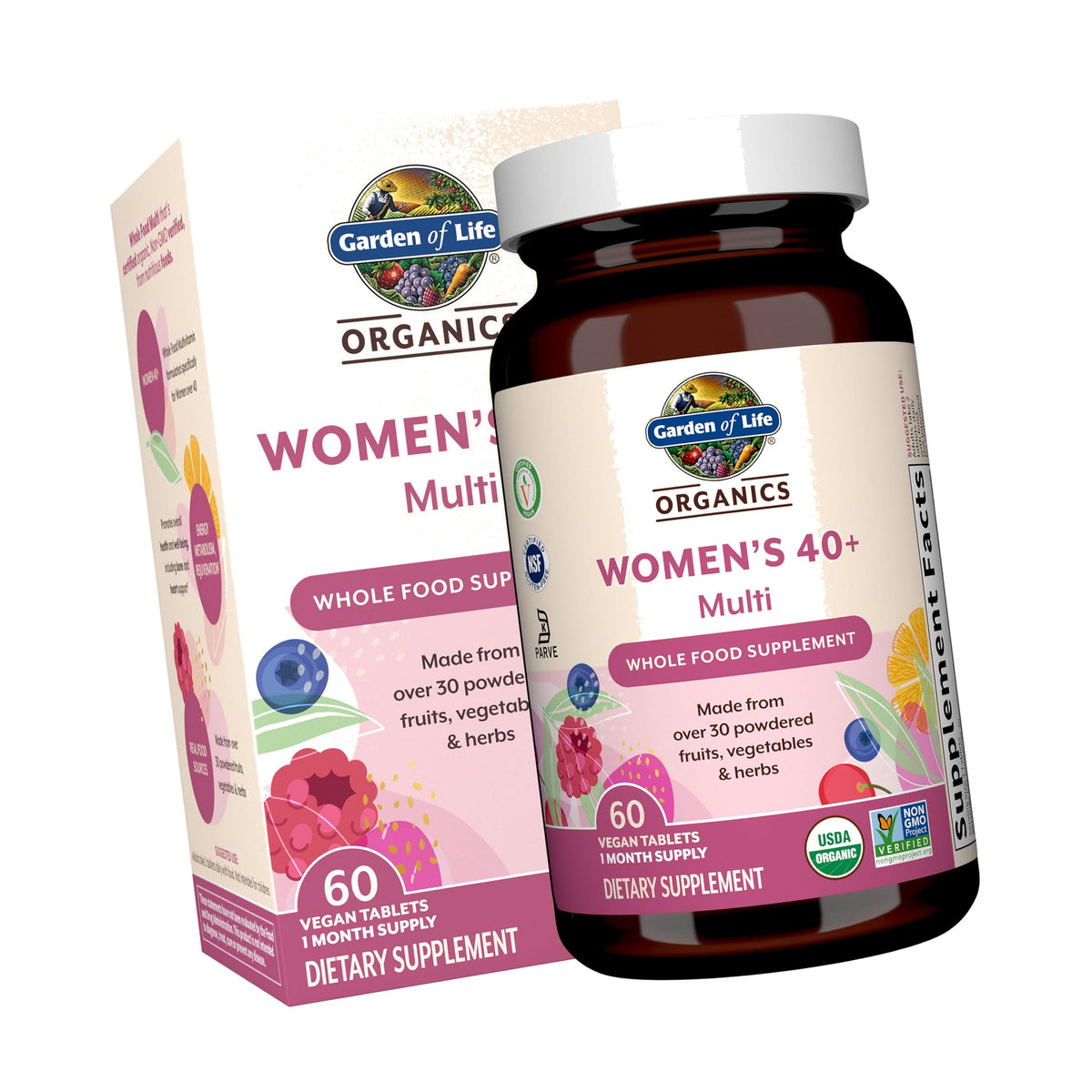 Garden of Life Organics Women's 40+ Multivitamin, Vegan, 60 Tablets
