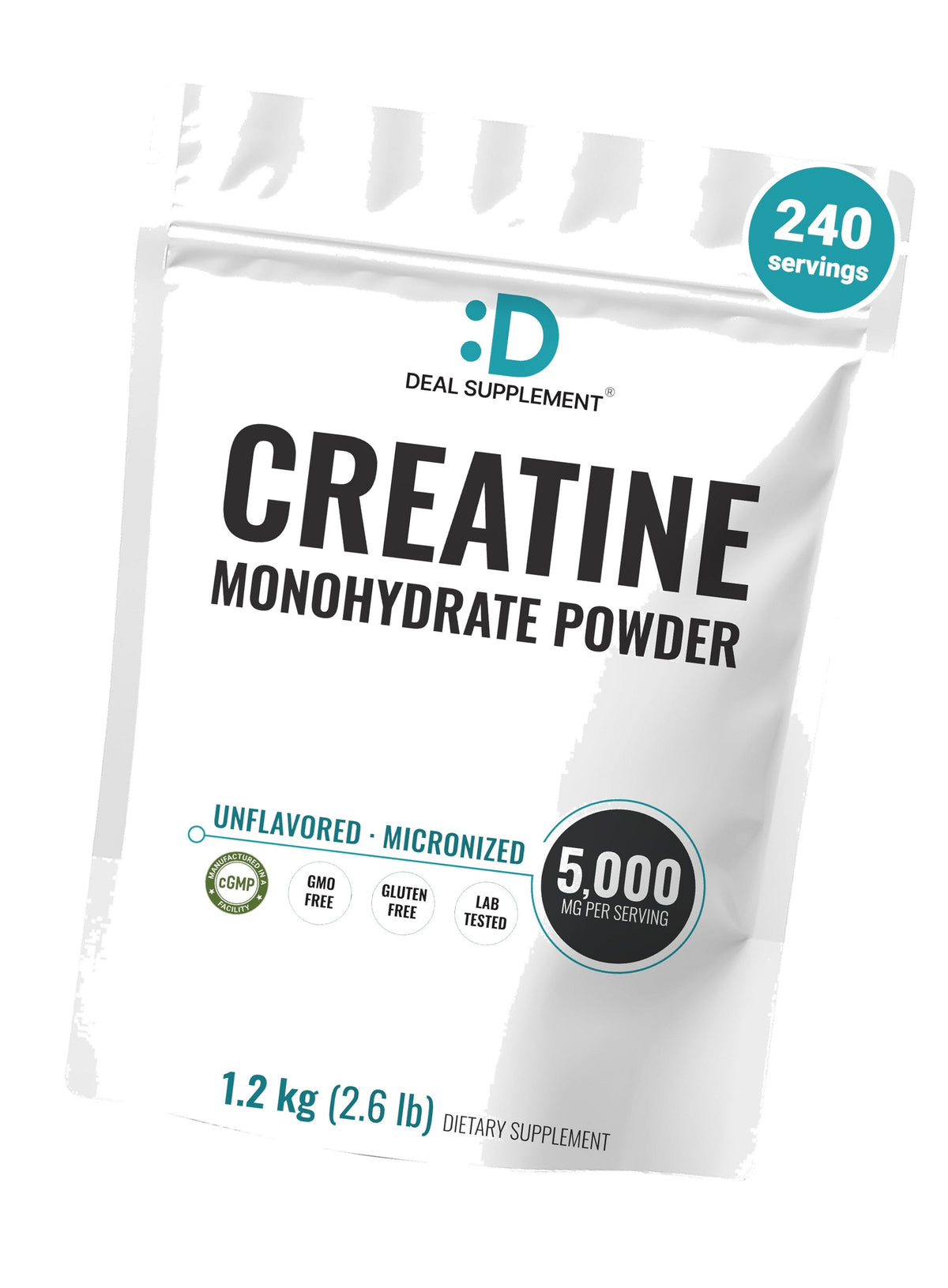 Micronized Creatine Monohydrate, 240 Servings, 5g Per Serving (1.2kg/2.6lb)
