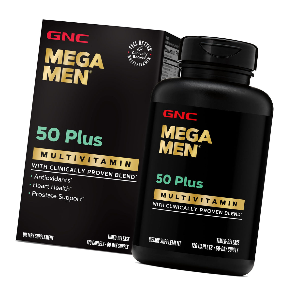 GNC Mega Men 50 Plus Multivitamin for Men, Heart & Prostate, 120 Count