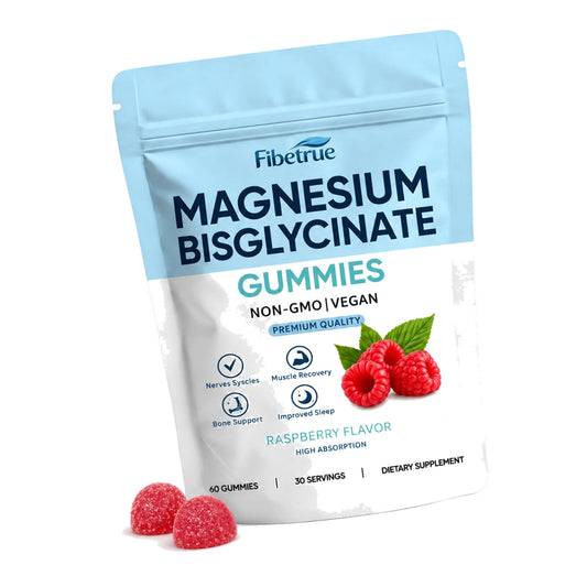 Magnesium Glycinate Gummies 400mg – High Absorption Chelated Magnesium for Sleep, Muscle & Nerve Support – Vegan Raspberry Flavor, 60 Gummies