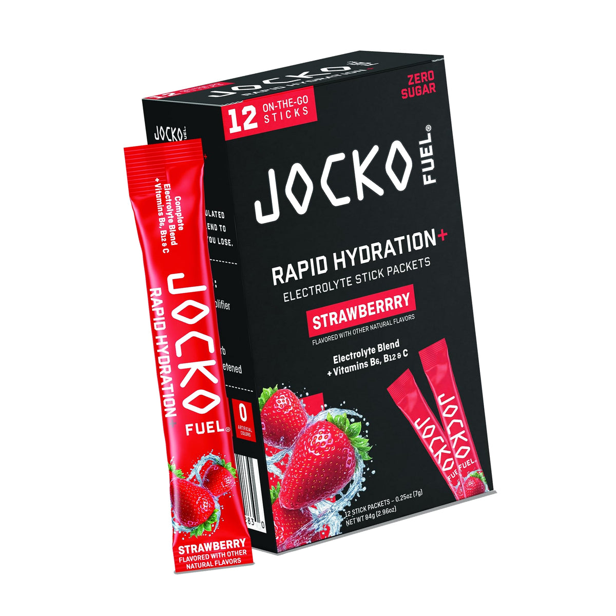 Jocko Fuel Rapid Hydration Electrolytes Powder, Strawberry | 12 Packets