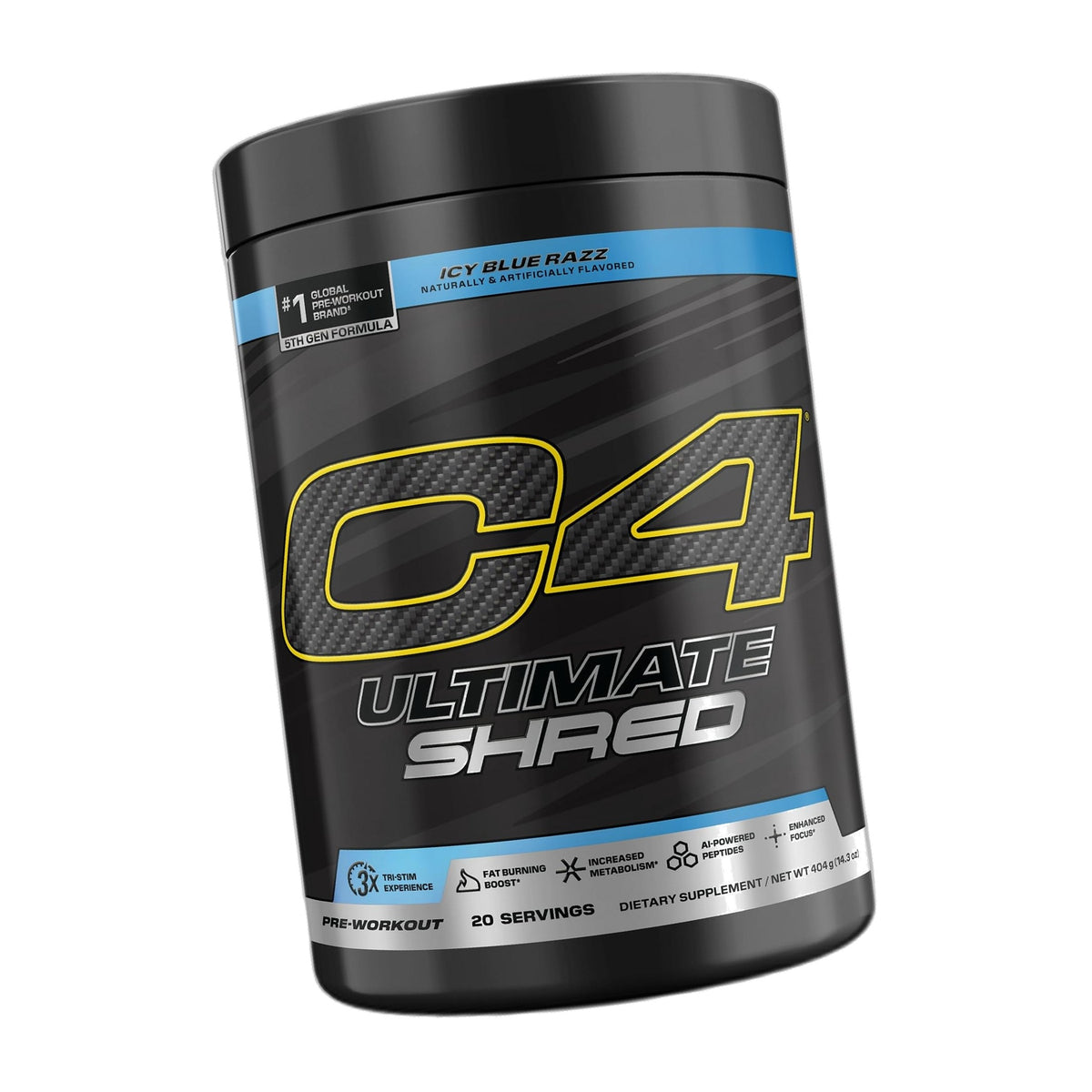 C4 Ultimate Shred Pre Workout, Thermogenic, ICY Blue Razz, 20 Servings