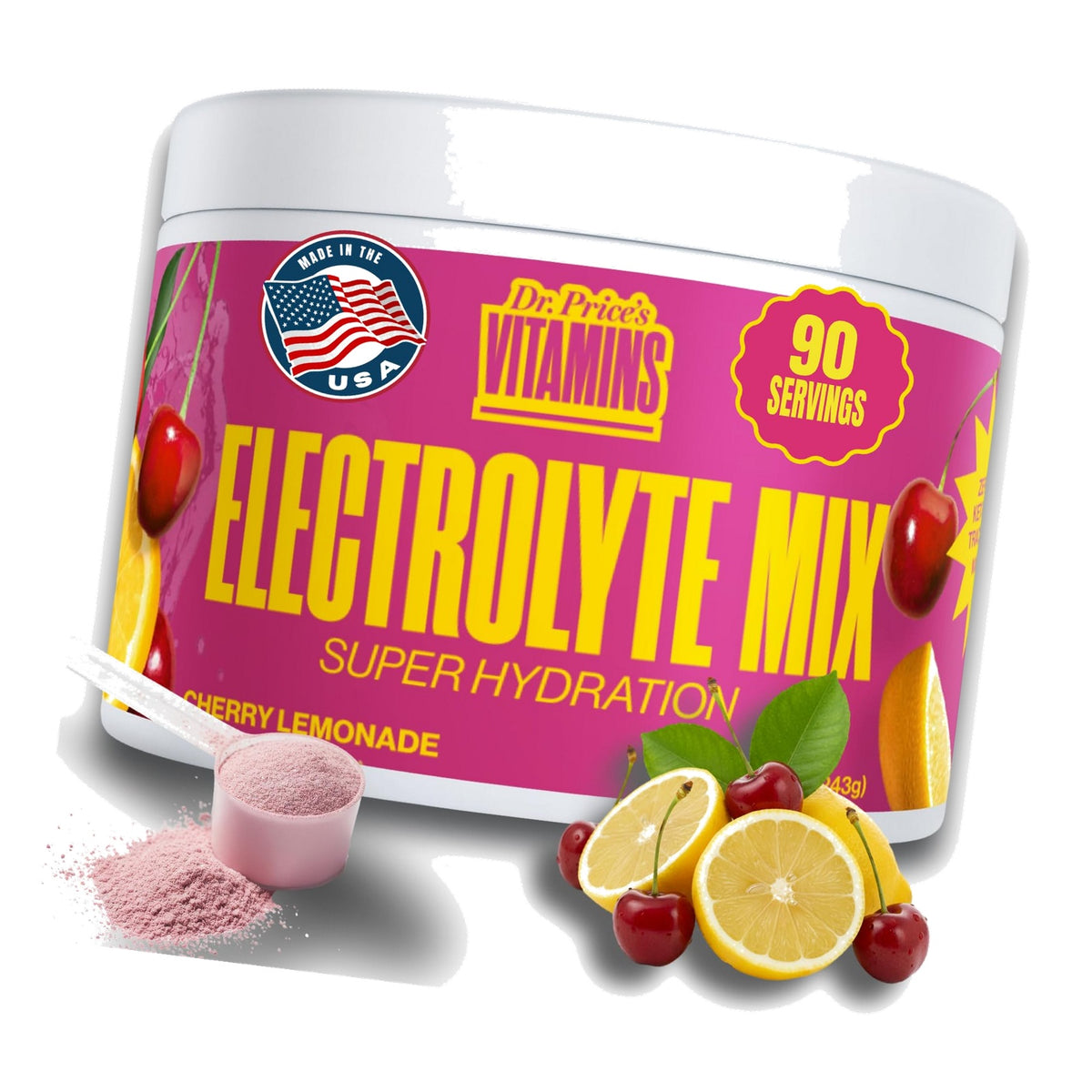 Dr. Price's Electrolytes Powder, Cherry Lemonade, 90 Servings