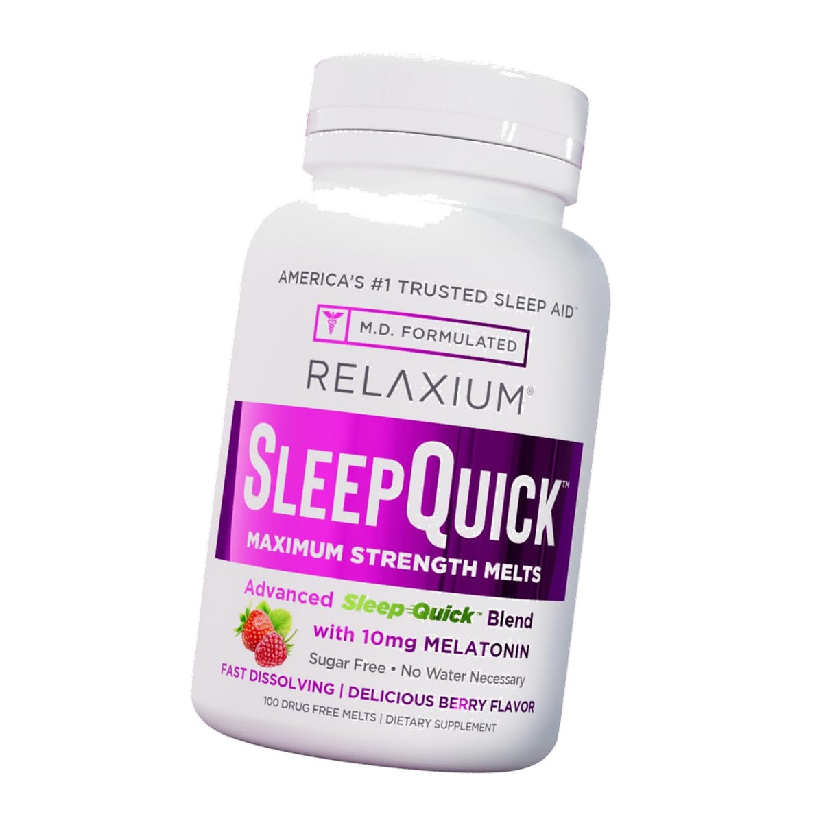 Relaxium Sleep Quick Melts, Sleep Aid, 10mg Melatonin, Berry, 100 Serving