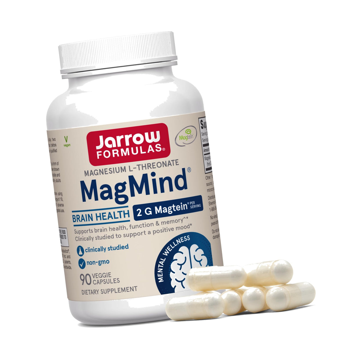 Jarrow MagMind Magtein Magnesium L-Threonate, 90 Capsules