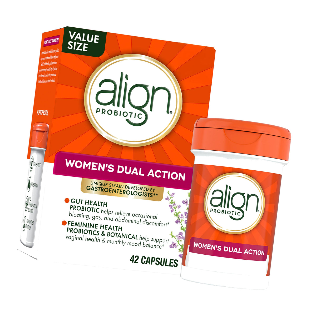 Align Probiotic, Womens Dual Action, Vaginal Probiotics for Women, Womens Probiotic for Vaginal Health Support, with Probiotics for Digestive Health, 42 Probiotic Capsules