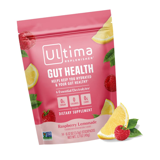 Ultima Replenisher Gut Health Supplement, Raspberry Lemonade, 14 Stickpacks