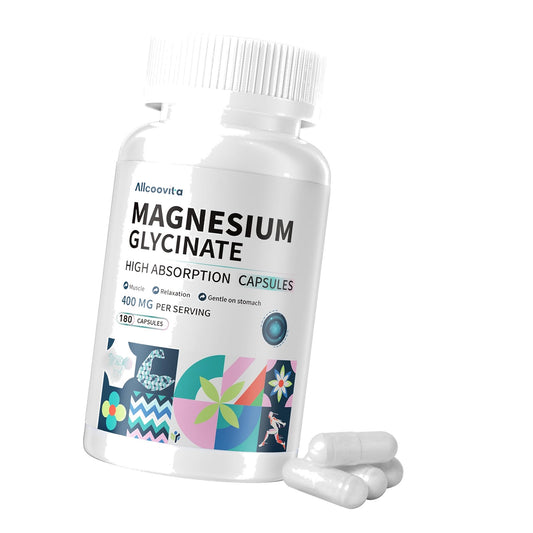 Magnesium Glycinate 400 MG per Serving 100% Chelated for High Absorption, Gentle On Stomach, Non-GMO, 180 Vegetarian Capsules