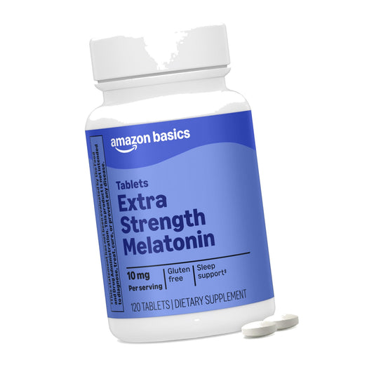 Amazon Basics Extra Strength Melatonin Tablets, 10 mg, 120 Count