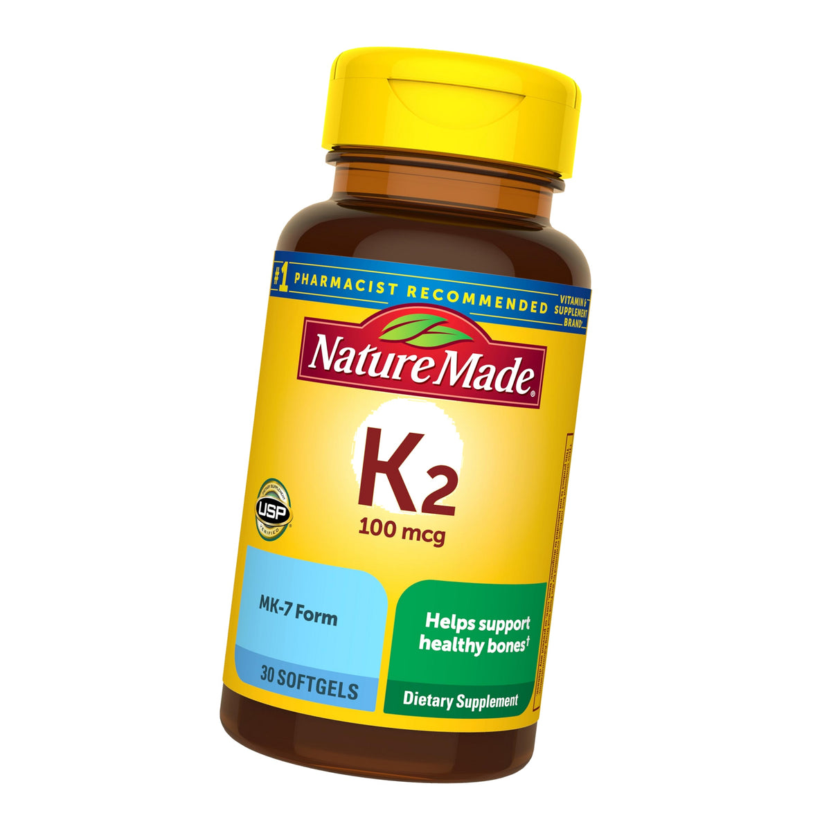 Nature Made Vitamin K2 100 mcg, Healthy Bone Supplements, 30 Softgels, 30 Day Supply