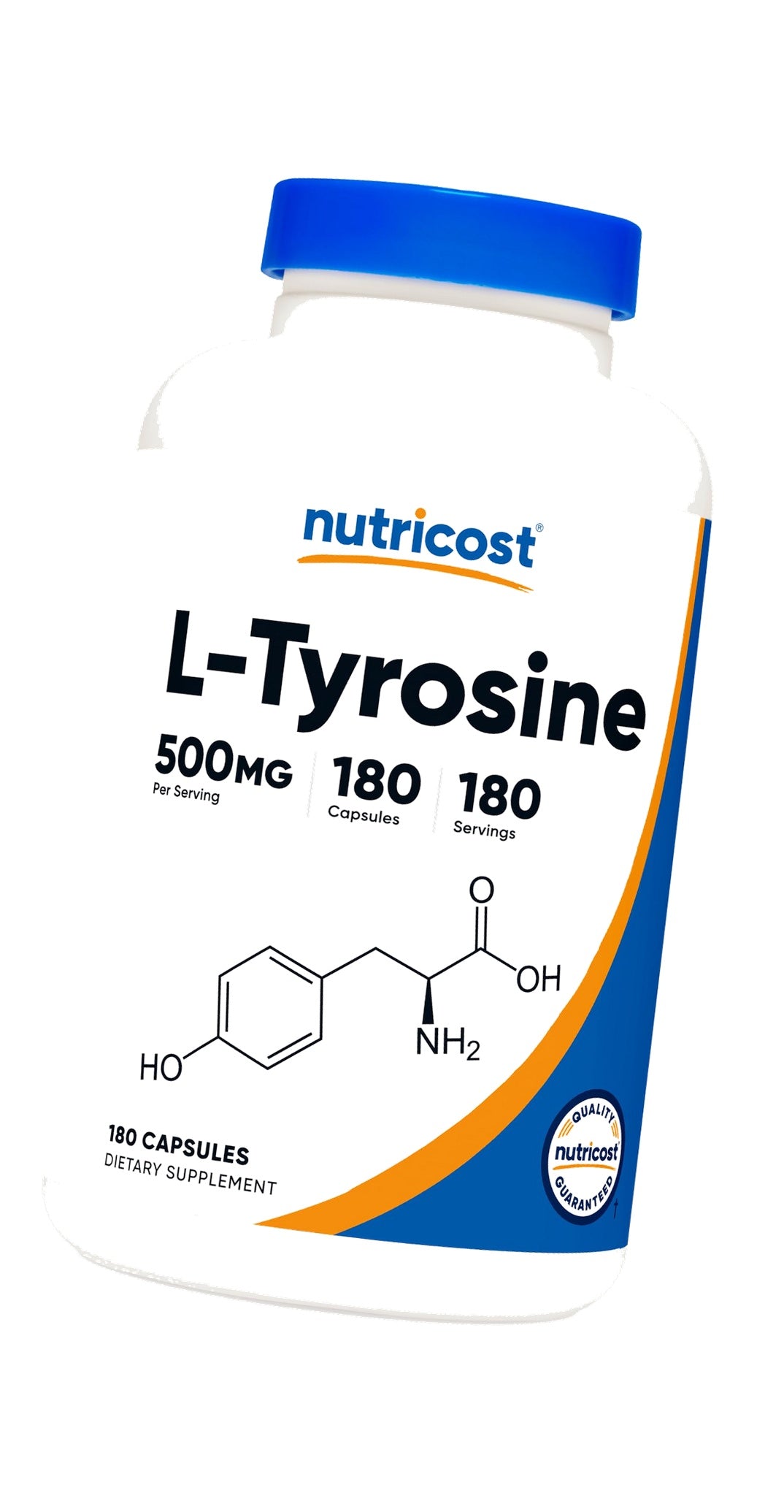 Nutricost L-Tyrosine Supplement 500mg, 180 Capsules, Gluten-Free, GMO-Free