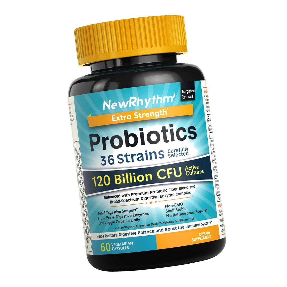 Probiotics 120 Billion CFU 36 Strains 3-in-1 with Prebiotics & Enzymes 60ct