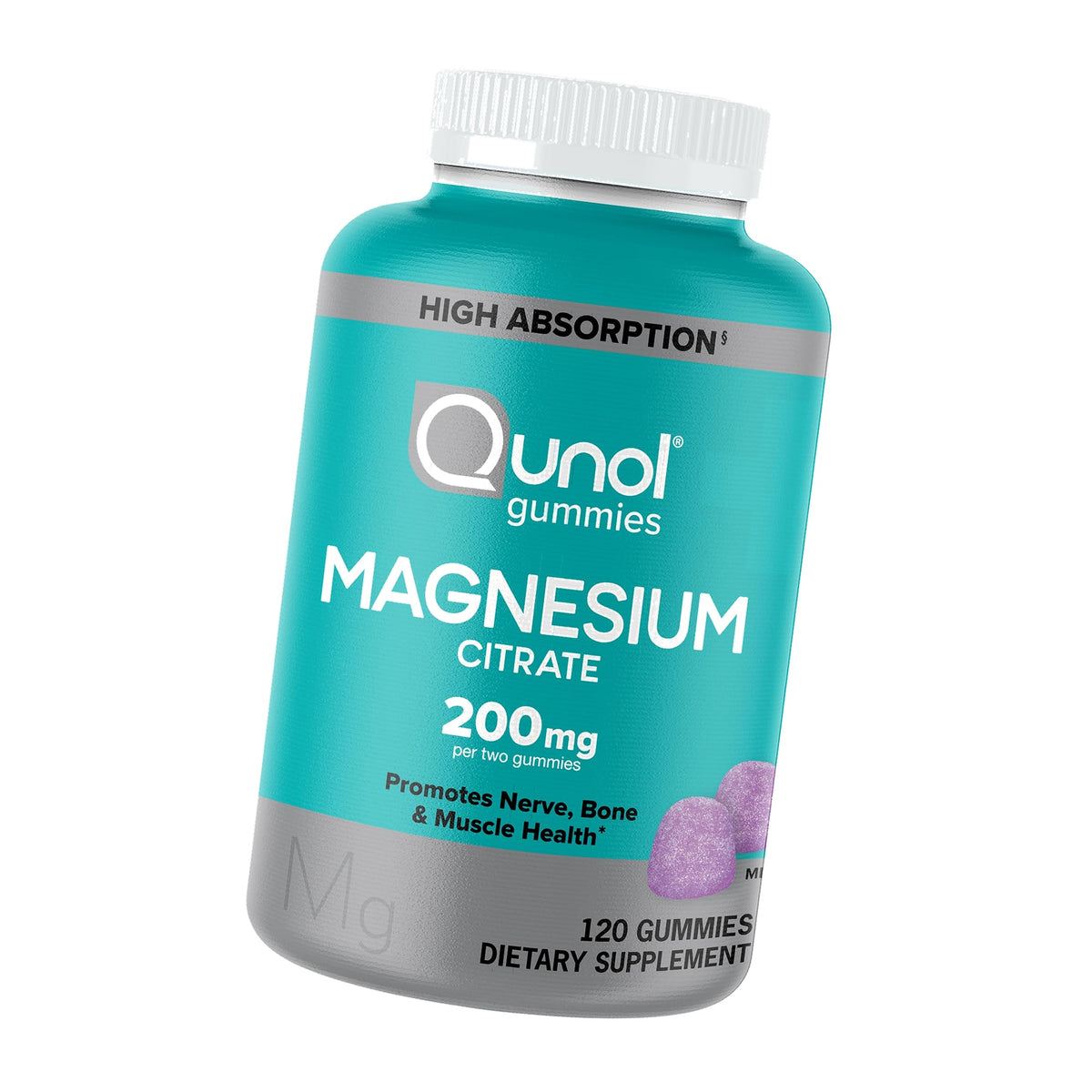 Qunol Magnesium Citrate Gummies 200mg, Vegetarian, 120ct