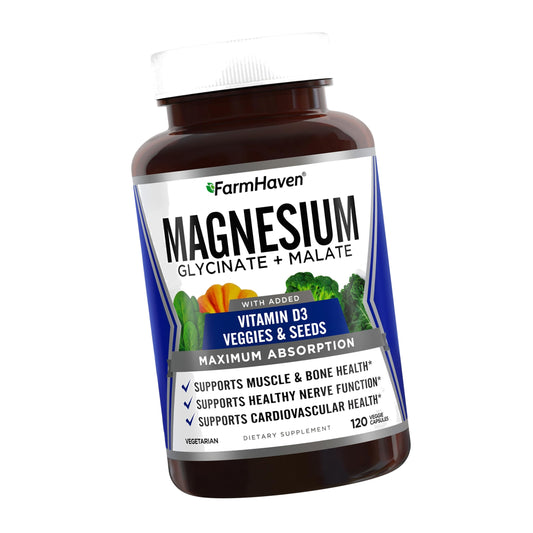FarmHaven Magnesium Complex, Glycinate/Malate & Vitamin D3, 120 Capsules