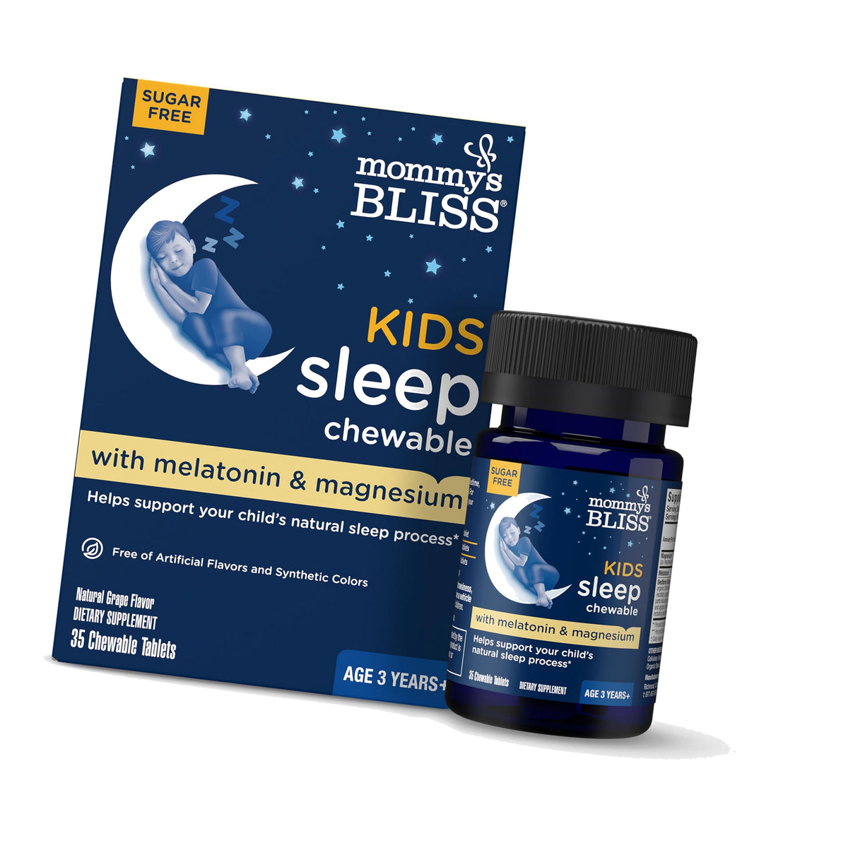Mommy's Bliss Kids Sleep Support Melatonin Chewable, Grape Flavor, 35 Ct