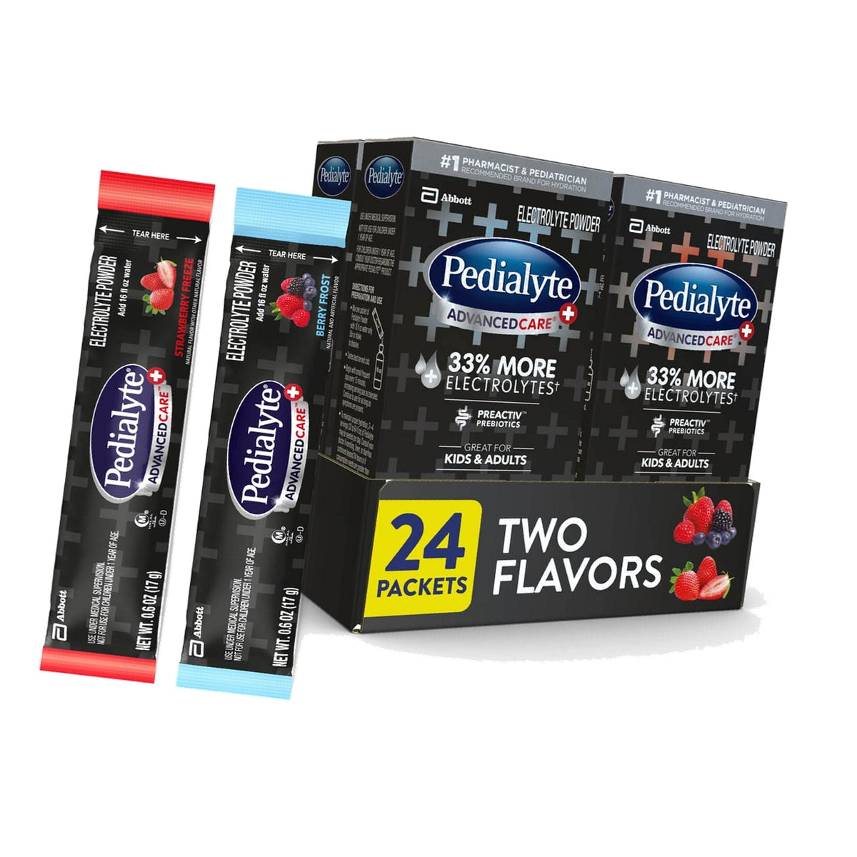 Pedialyte AdvancedCare Plus Electrolyte Powder Packets, Variety Pack-24ct