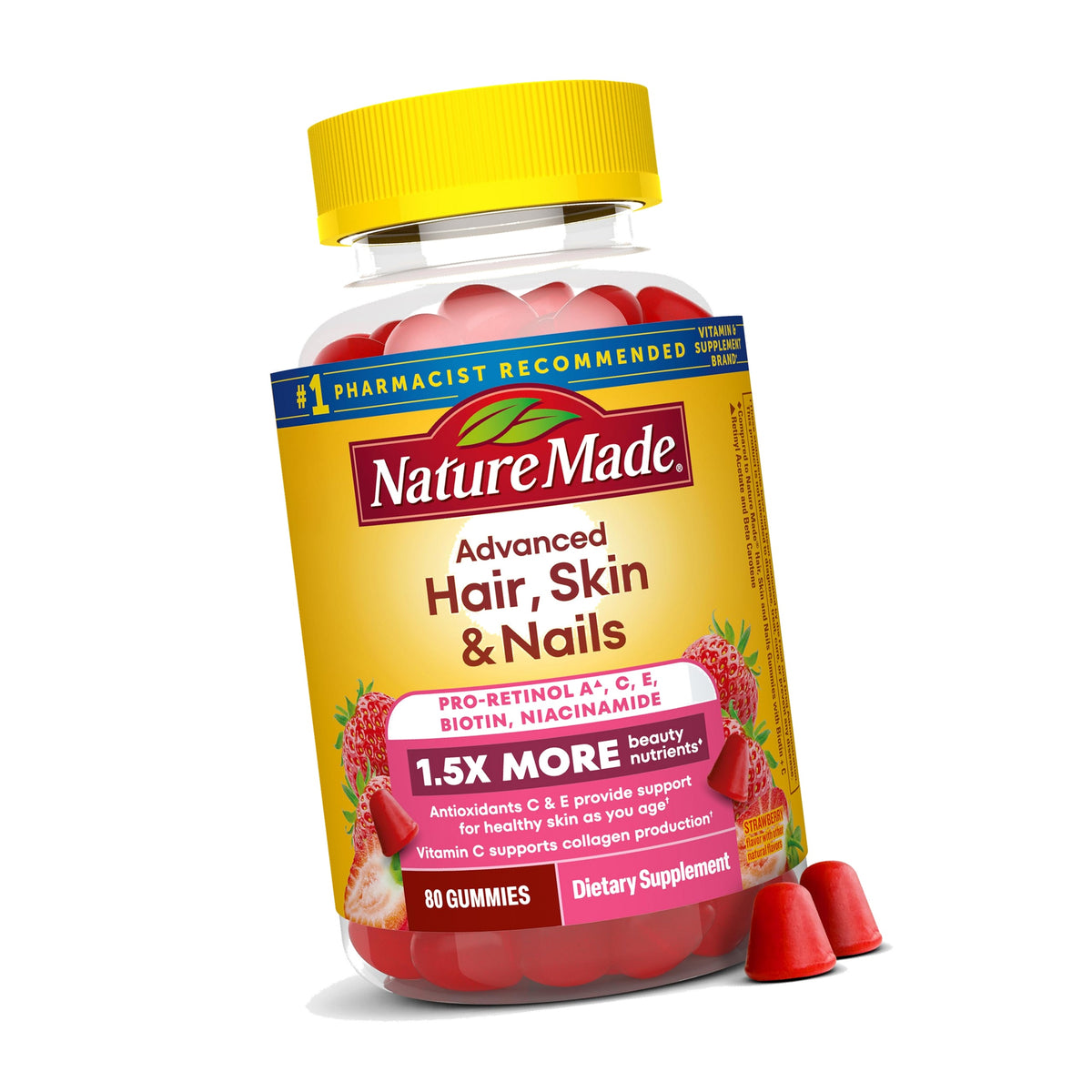 Nature Made Advanced Hair Skin and Nails Gummies, 80 Gummies