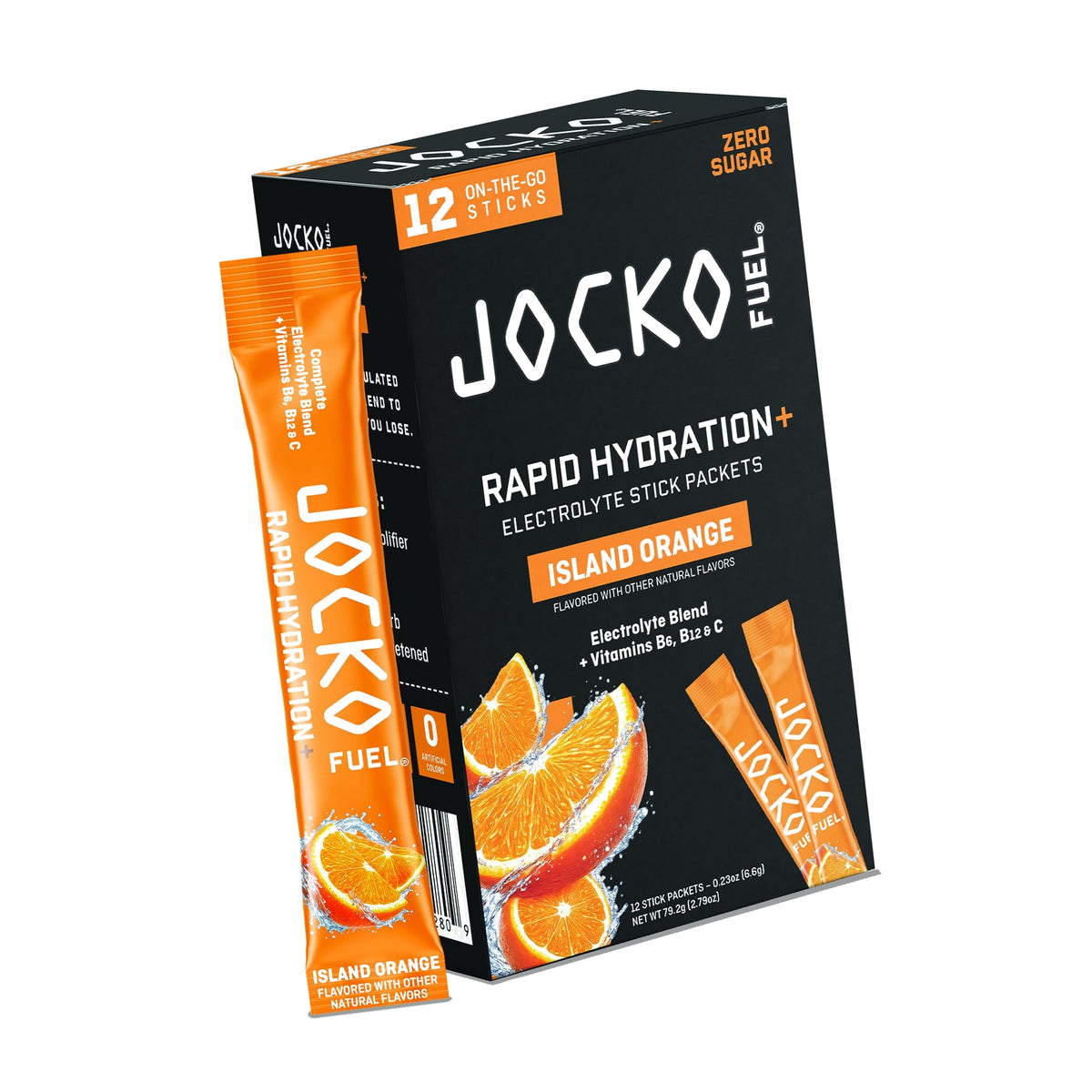 Jocko Fuel Rapid Hydration Electrolytes Powder, Island Orange | 12 Packets