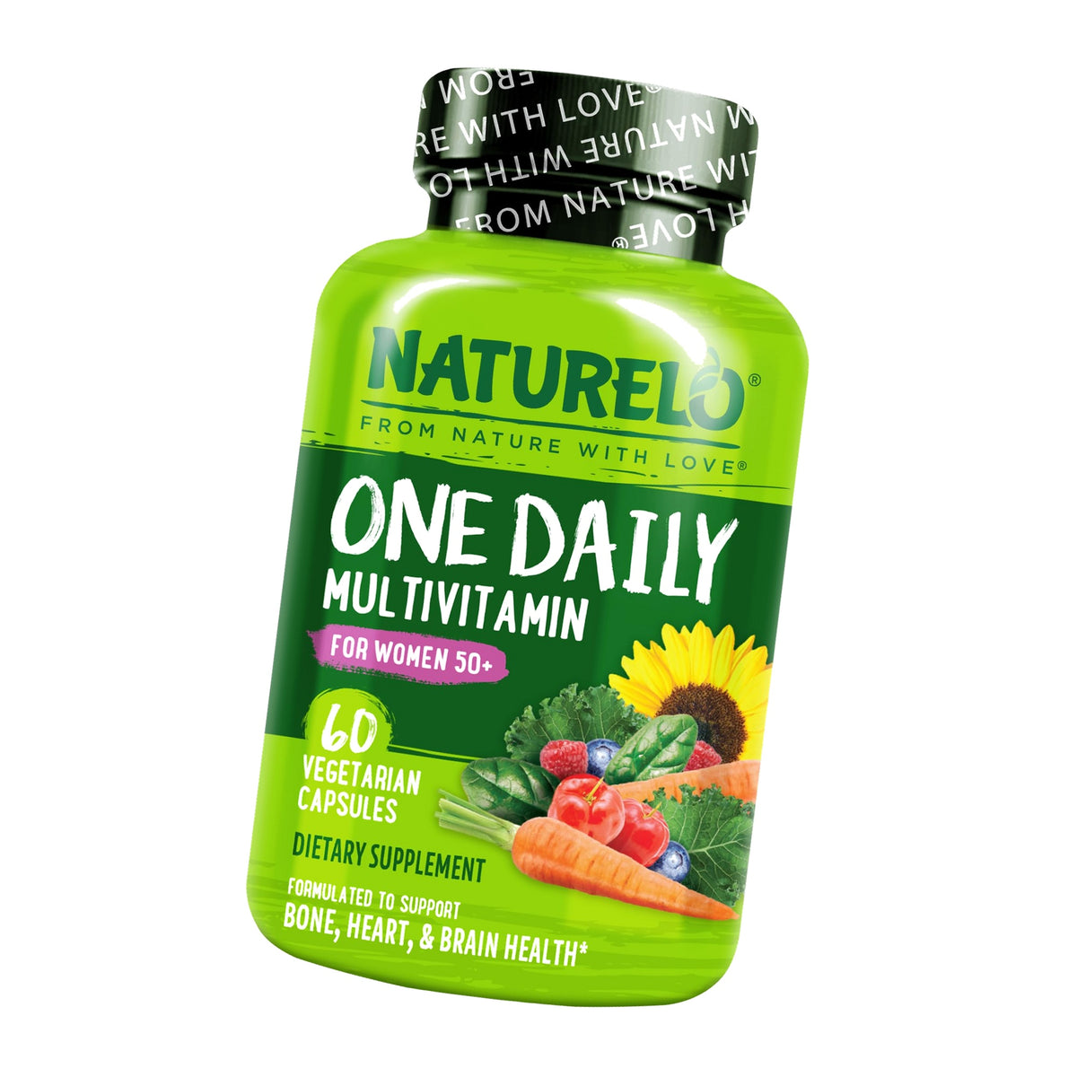 NATURELO One Daily Multivitamin for Women 50+ w/Vitamin B12, 60 Count