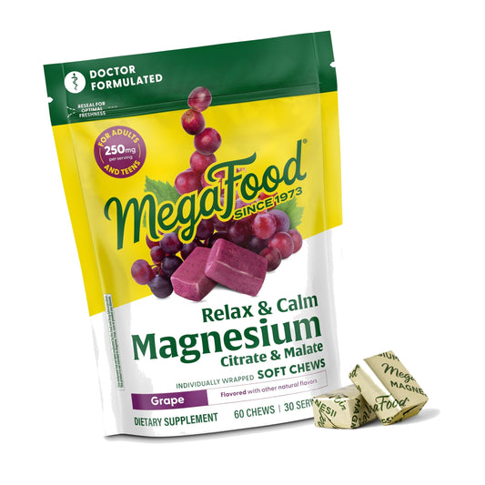 MegaFood Relax + Calm Magnesium Complex, Grape, 60 Soft Chews