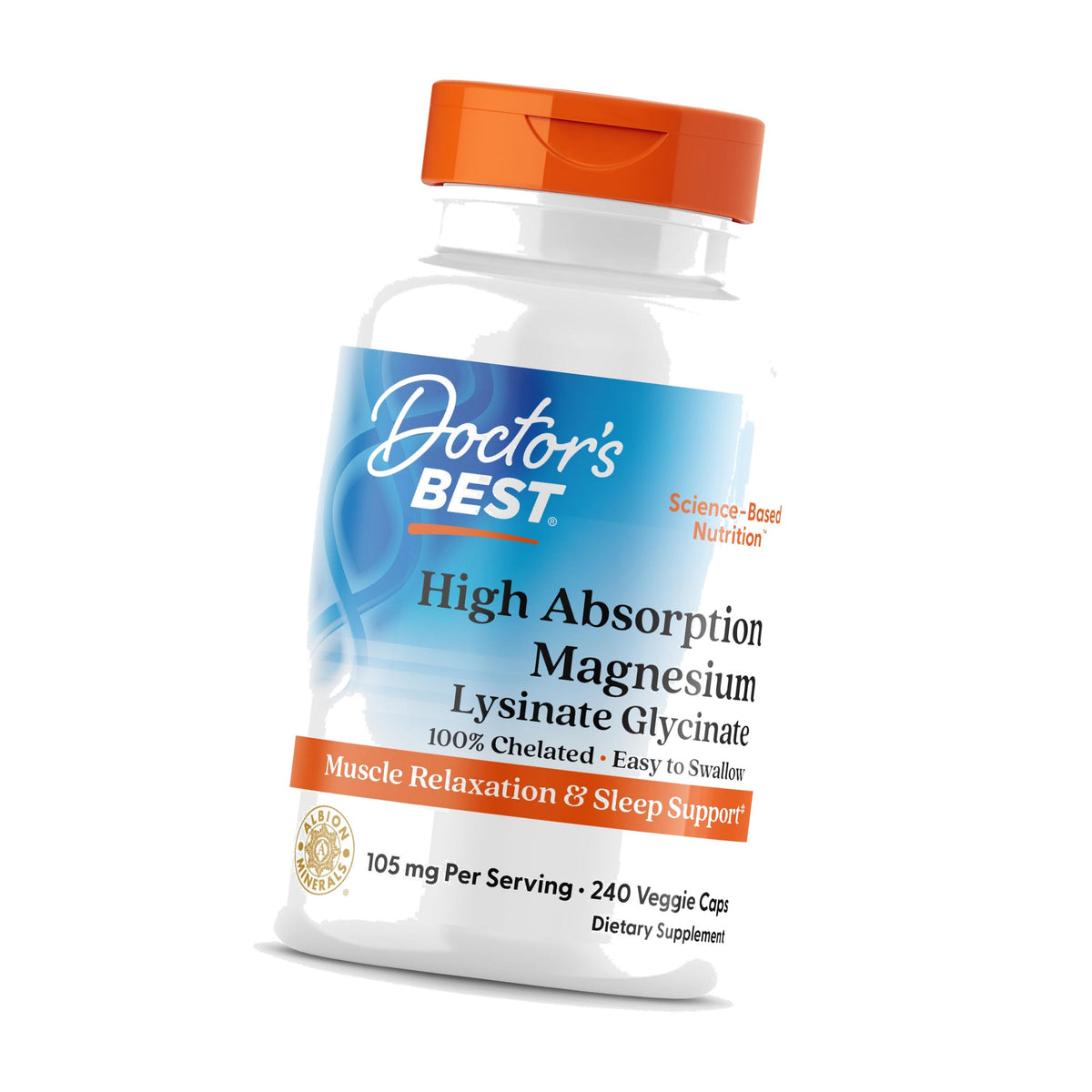 Doctor's Best High Absorption Magnesium Glycinate Lysinate, 240 Veg Caps