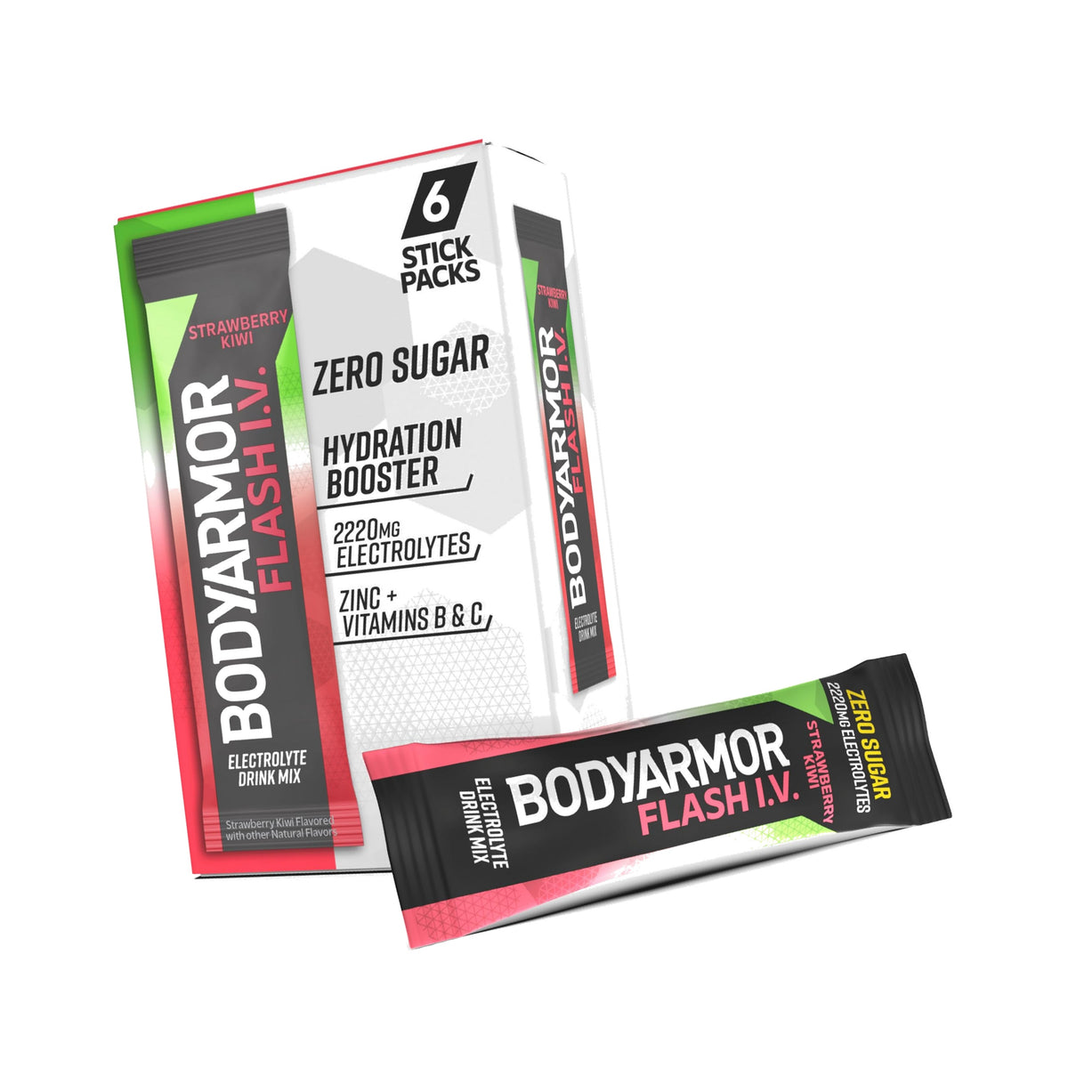 BODYARMOR Flash IV Zero Sugar Electrolyte Mix, Strawberry Kiwi, 6 Ct